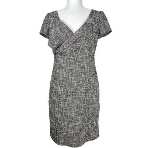 Valentino Red‎ Women's Black White V-Neck Luxury Tweed Designer Dress IT 44/C36